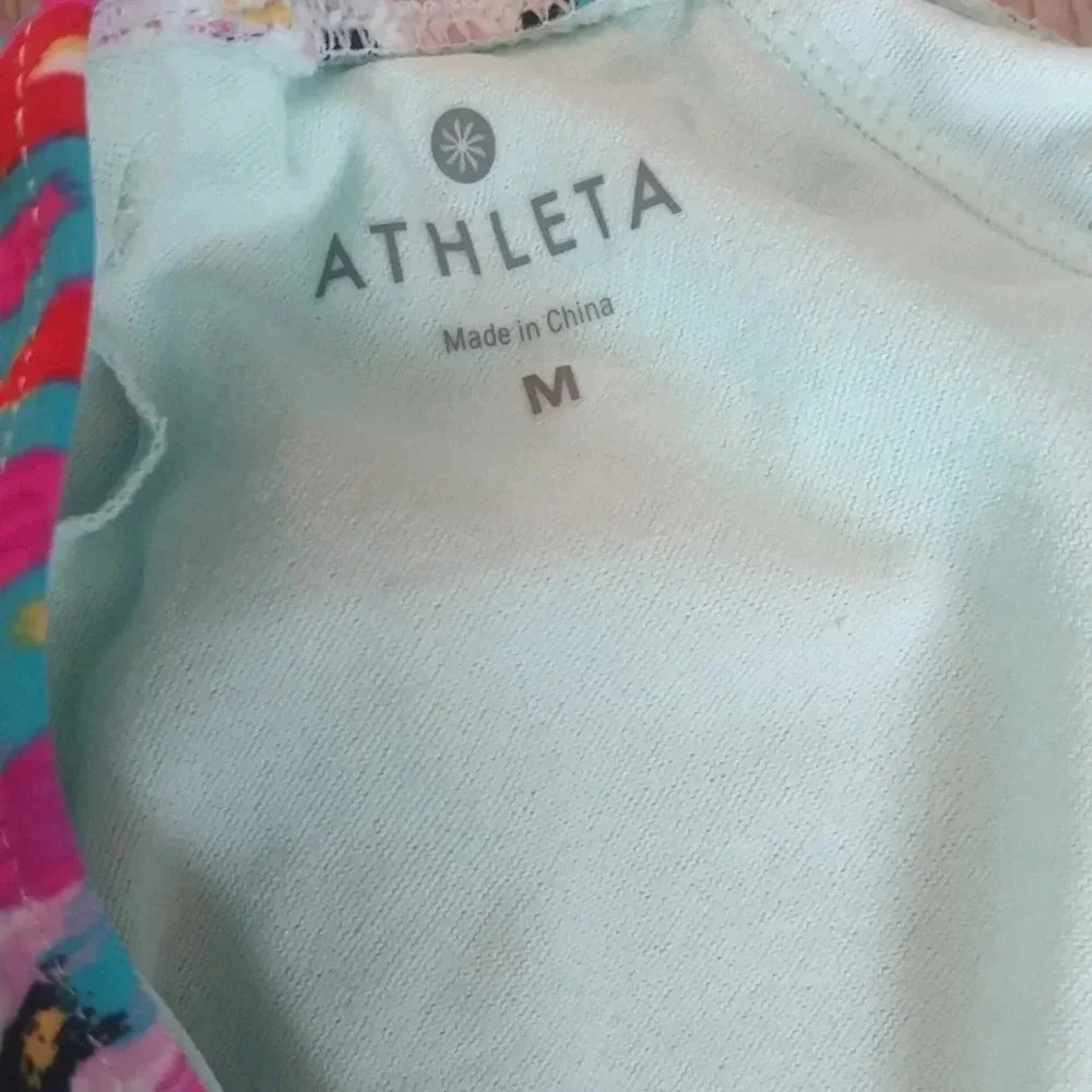 Athleta Medium Boscabell Rainbow Ikat Tankini Swim Top Colorful Print Halter Tie - Picture 5 of 8